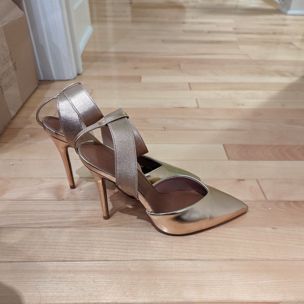 ASOS DESIGN Pantha elastic high heeled shoes in rose gold (never been worn!)